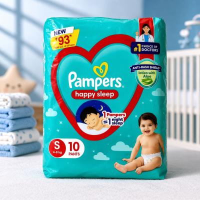 Pampers Happy Sleep Diapers (Size S | 4–8 kg | 10 Pants)
